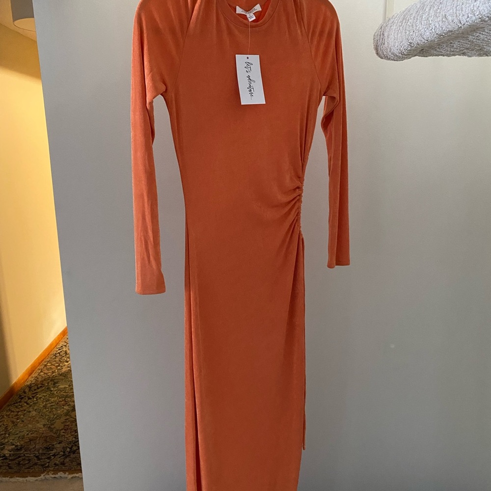 Aftergold Orange Cutout Midi Dress